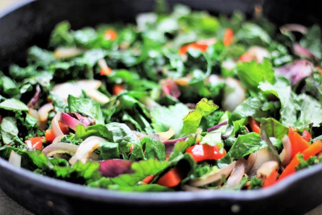 Fish Torta Greens in Cast Iron