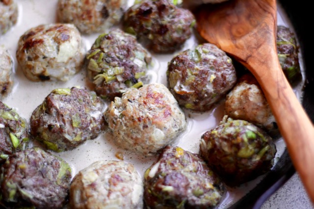 Lamb and Sausage Meatballs in Cream Sauce
